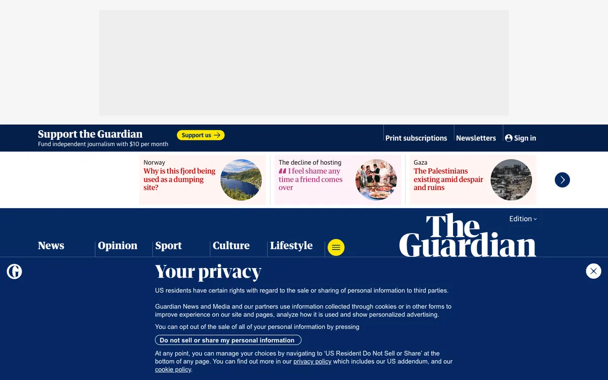 theguardian.com, real screenshot taken from the United States